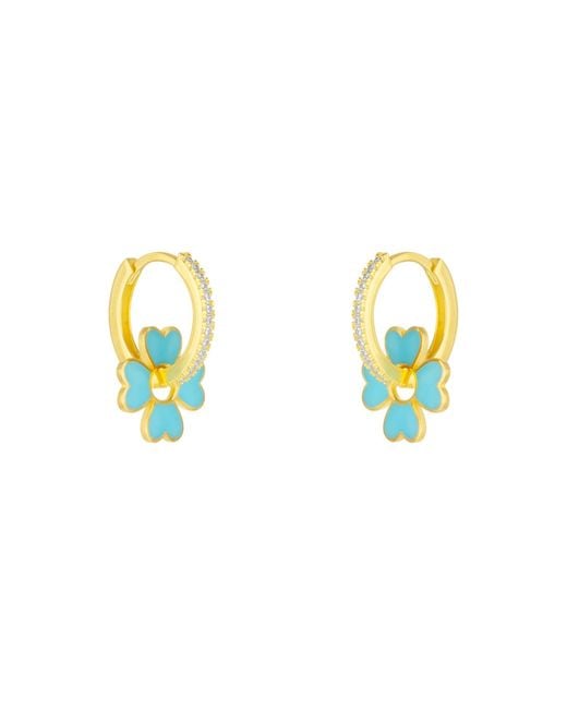 Spero London Blue Sterling Enamel Clover Earrings