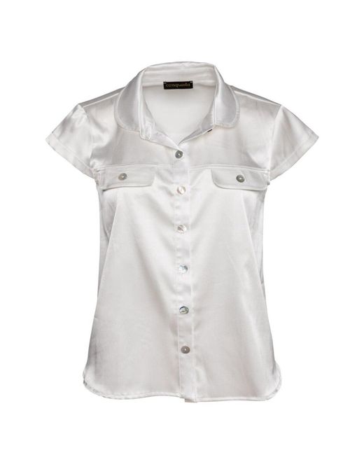 Conquista White Neutrals Ecru Cap Sleeve Shirt