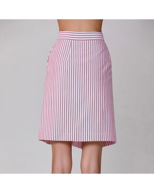 Smart and Joy Pink Striped Short Skirt Buttoned