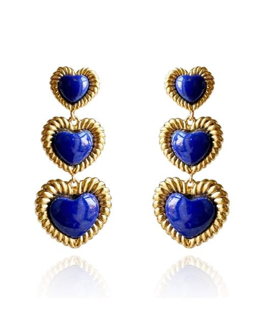 Laura Gray Metallic Sloan Triple Heart Earrings