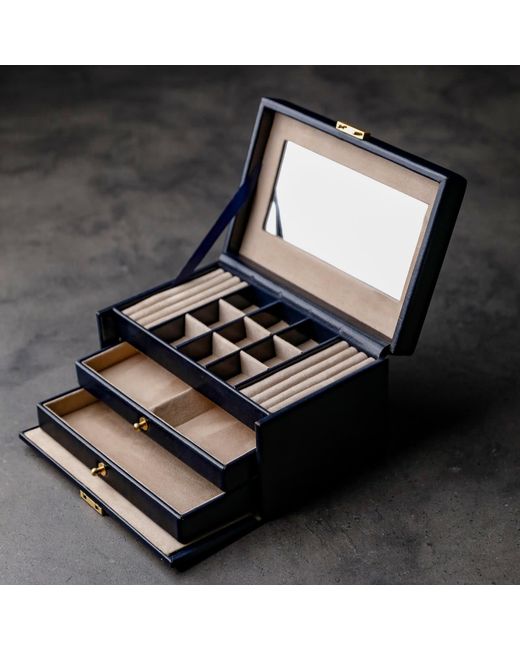 Time Resistance Blue Leather Jewelry Box For