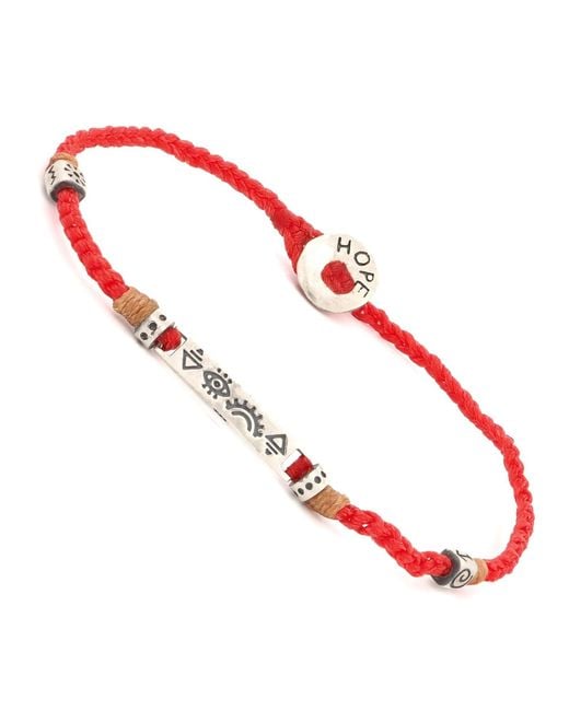 Ebru Jewelry Red Sterling Spiritual Symbols Woven Hope Braided Bracelet for men