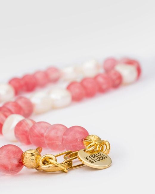 Kybele Studio Pink Blush Radiance Necklace With Strawberry Quartz & Pearls