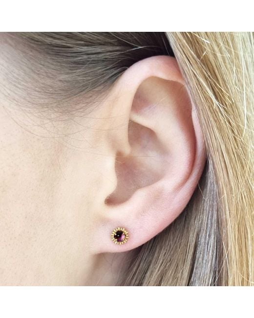 Lee Renee Metallic Dahlia Bud Amethyst Earrings –