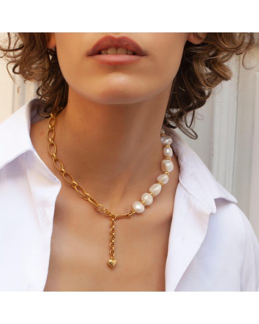LINYA JEWELLERY Metallic Baroque Chain Necklace