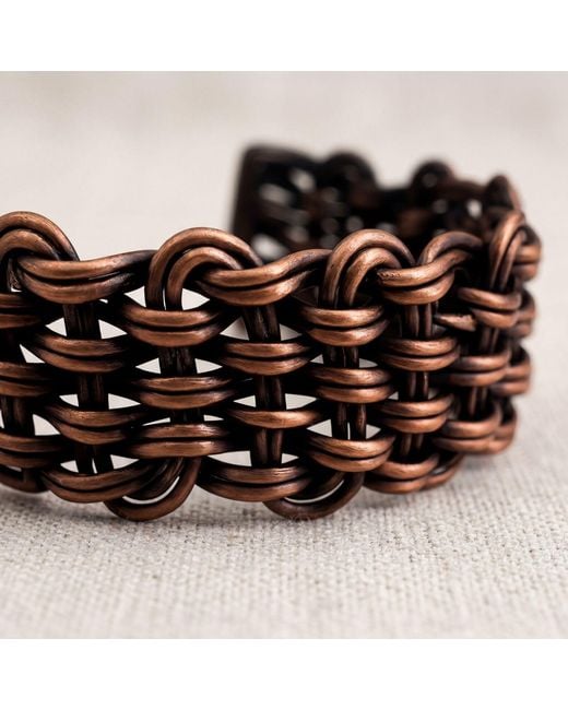 Anatoliacraft Black Handwoven Copper Wide Cuff Bracelet