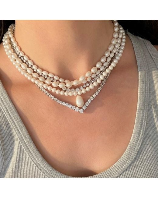 Leni James Metallic The Seraphina Pearl Necklace