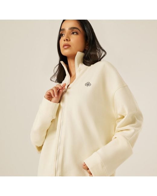 Be Athletica White Varsity Athletica Full-Zip Sweatshirt