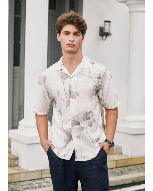 Vayla White Lightweight Short Sleeve Printed Shirt for men