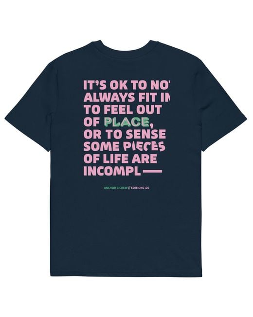 Anchor and Crew Blue Five It's Ok Editions Organic Cotton T-Shirt for men