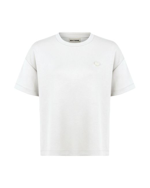 Nocturne White Logo Designed Basic T-shirt