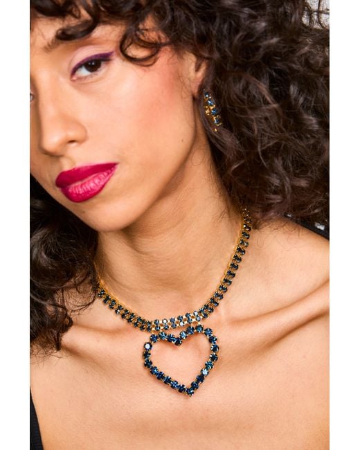 Laura Gray Metallic Dark Crystal Heart Necklace