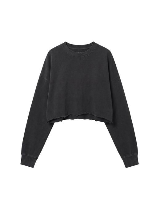 Other Uk Black Cropped Raw Edge Oversized Sweatshirt