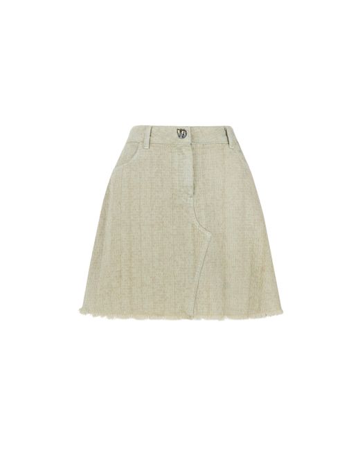 Nocturne Natural Neutrals Tasseled Mini Denim Skirt