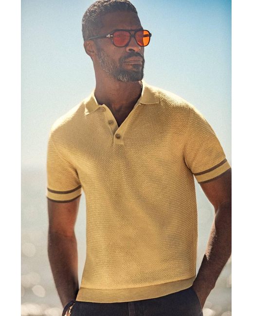 &SONS Trading Co Natural Neutrals Dempsey Knitted Polo Tan for men
