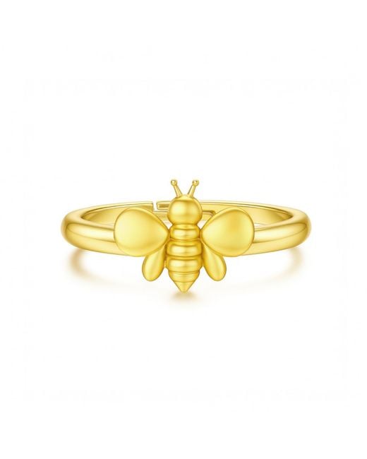 Unaloe Yellow Sterling With Plated Bee Ring – Nature-Inspired And Adjustable