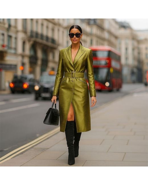 Richa Sharma Green Hued Silk Long Coat