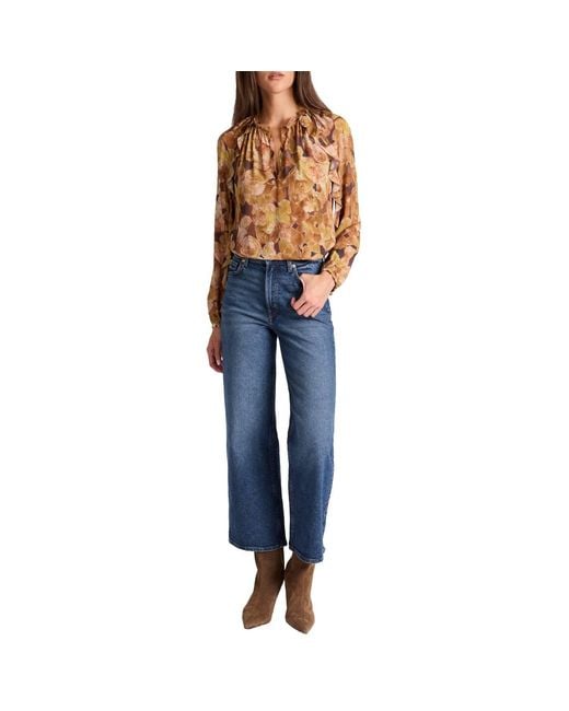 Santorelli Brown Neutrals Skyla Long Sleeve Ruffle Blouse