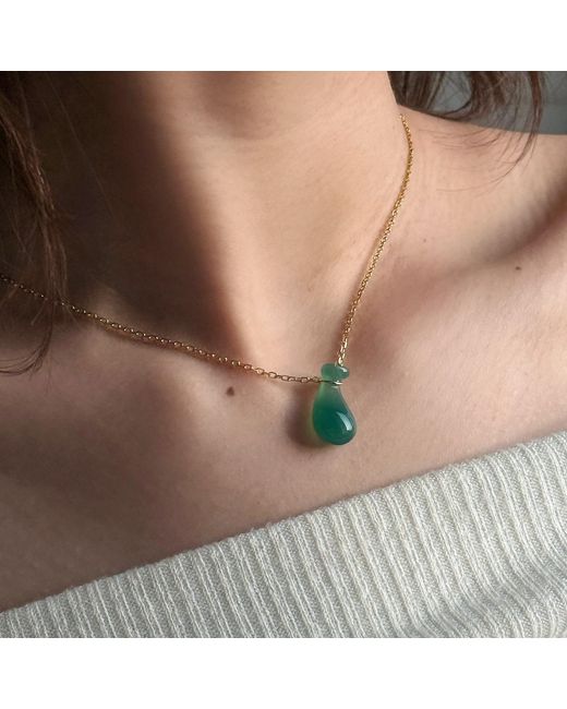 seree Green Fudai Jade- Chalcedony Pendant Necklace