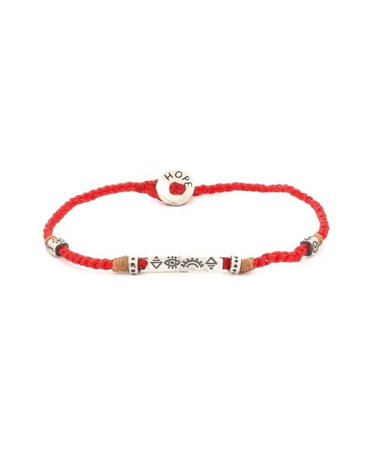 Ebru Jewelry Red Sterling Spiritual Symbols Woven Hope Braided Bracelet for men