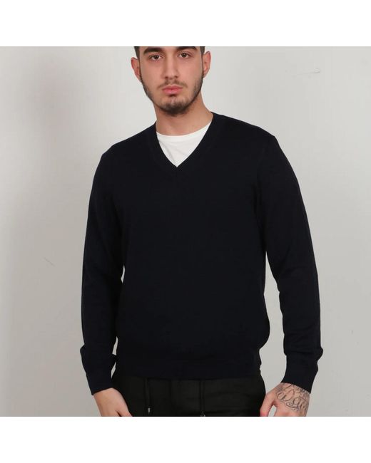 Nuvv Collection Black V-Neck Merino Wool Sweater – Italian Yarn for men