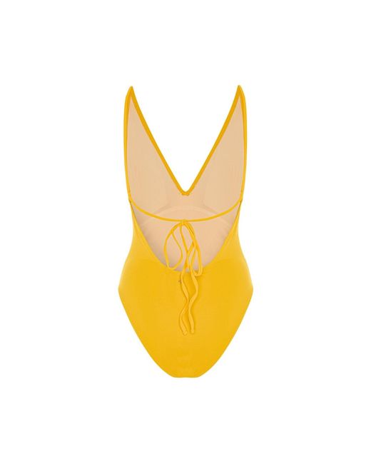 Pcfg Yellow The Solar Reflections Low Back V-Neck Swimsuit