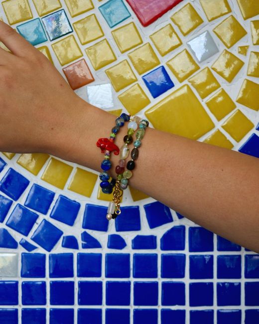 Desert Lobby Metallic Mon Ami – Delicate Gemstone & Pearl Bracelet