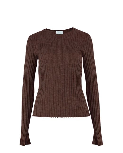 SALANIDA Brown Brera Merino Long-Sleeve Top Chocolate