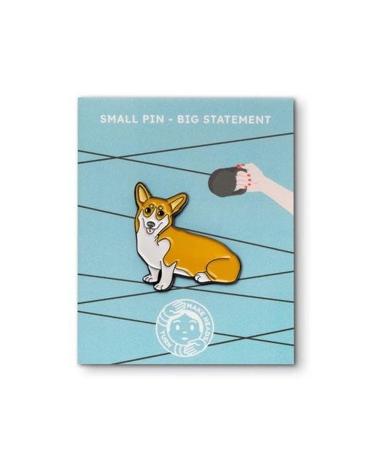 Make Heads Turn Yellow Enamel Pin Queen's Corgi