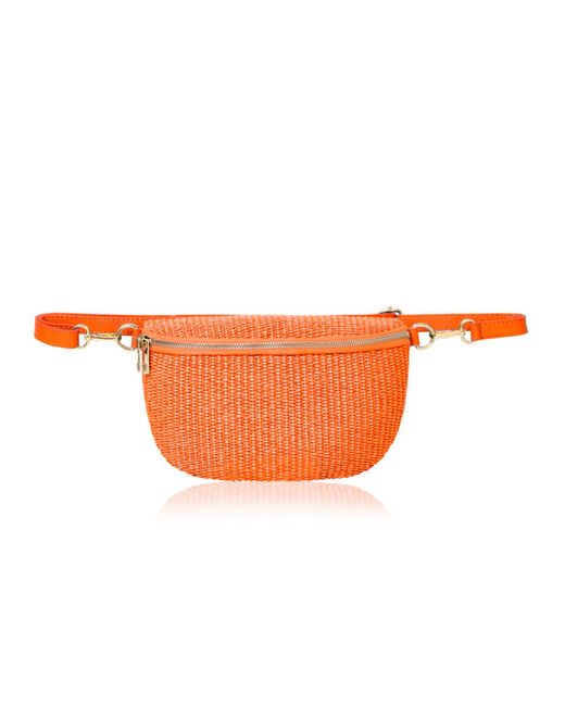 Betsy & Floss Orange Enna Raffia Crossbody And Waist Bag
