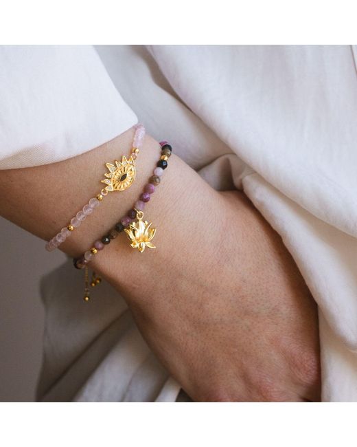 Seven Saints Metallic Strength Of Spirit, Rising Lotus Tourmaline Bracelet, Over Sterling