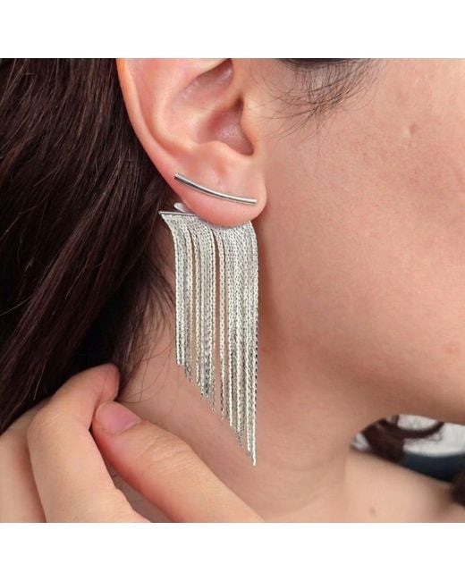 Harfi White Statement Waterfall Party Tassel Earrings