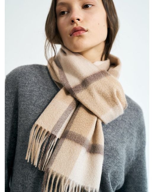 Lost Pattern Natural Plaid Cashmere Scarf