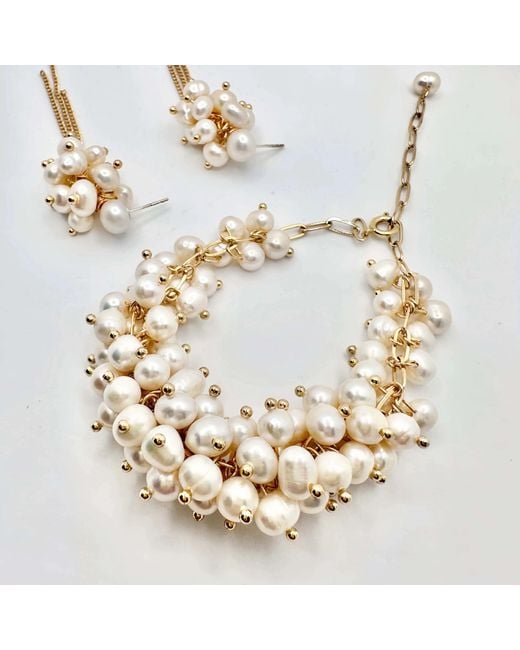 Angel Barocco Metallic Various Sized Ivory Pearls Bracelet