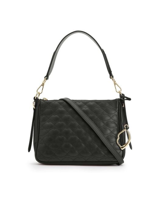Lulu Guinness Black Quilted Lip Leather Callie Crossbody Bag