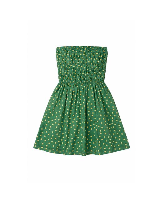 Mind Traveler Green Emily Polka Dot Short Dress