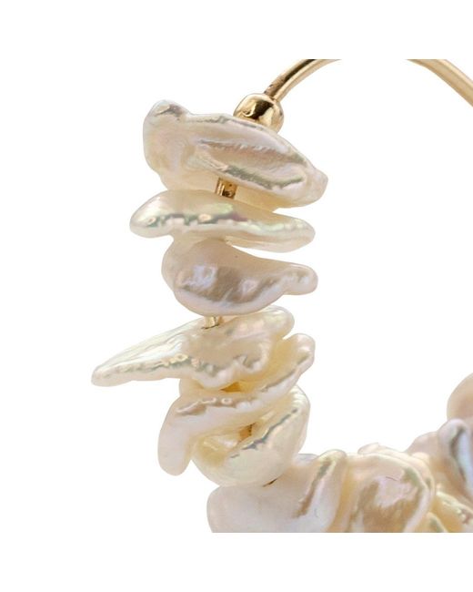 Bombyx House Metallic Petal Pearl Half Moon Earring Hook