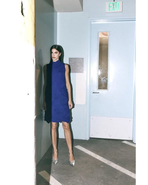 Wild Cosmos Blue Amara Prismatic Pleats Dress Royal
