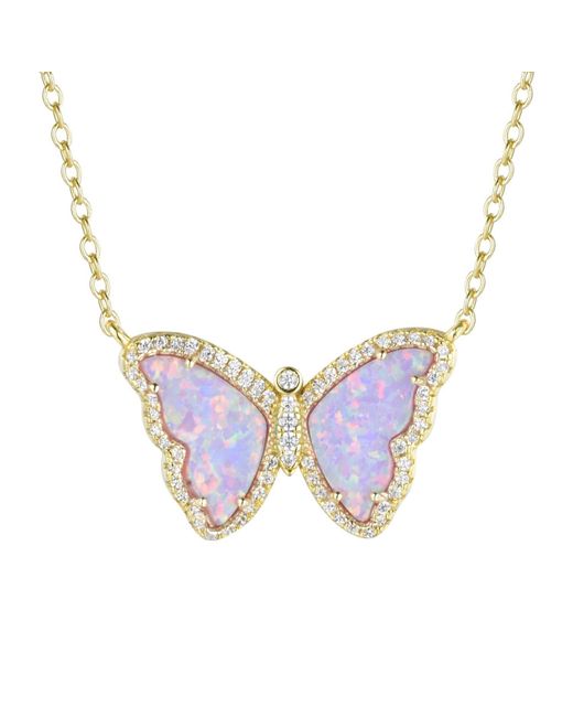 KAMARIA Metallic Opal Butterfly Necklace With Crystals