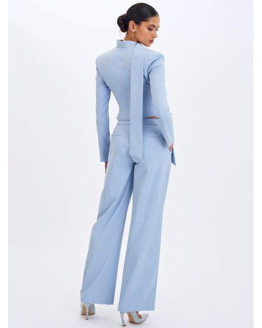 Miss Circle New York Blue Renley Sky Pinstripe Peplum Blazer