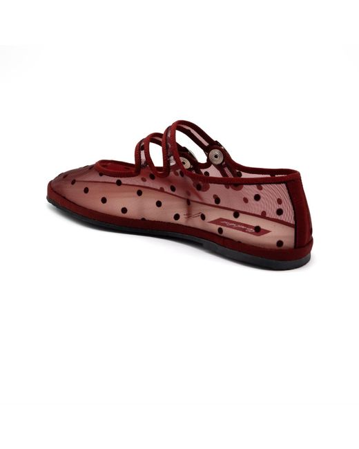 Gondolina Shoes Red Carnival Burgundy Polka-Dot Mesh Double-Strap Mary Jane Shoes – Made