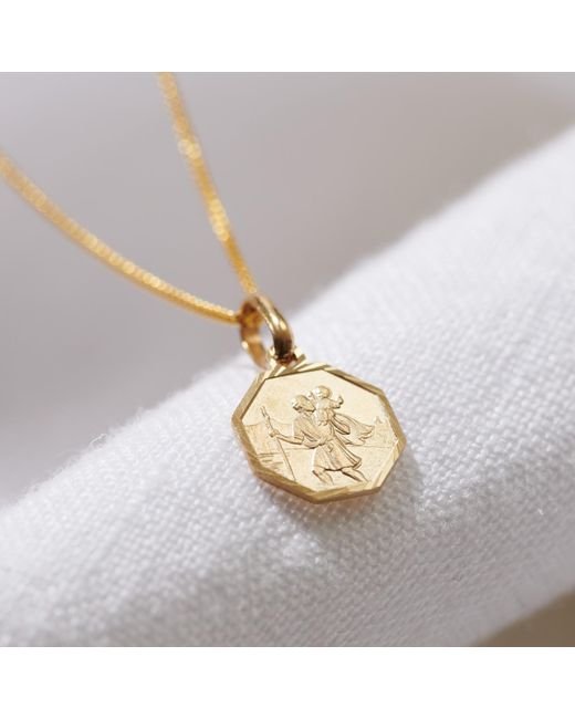 Posh Totty Designs Metallic 9Ct Solid St Christopher Necklace