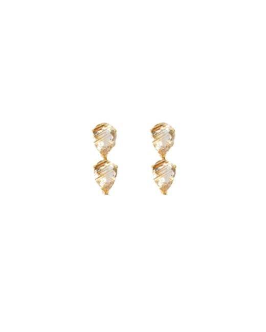 SALLY SKOUFIS Metallic Pure Drop Earrings With Rutile & Made Cz Diamond Stimulant