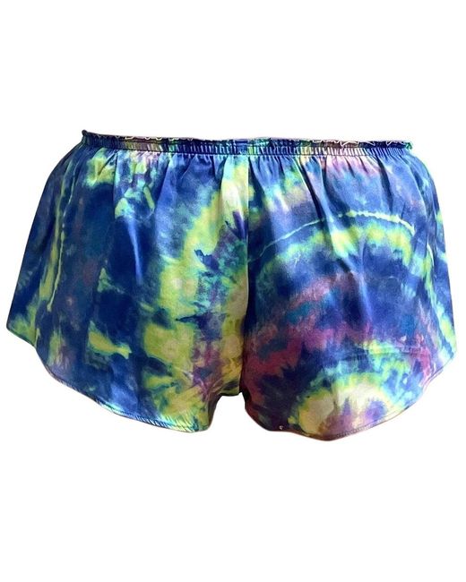 Roy G. Blue Aura Geode Tie Dye Silk Flutter Shorts