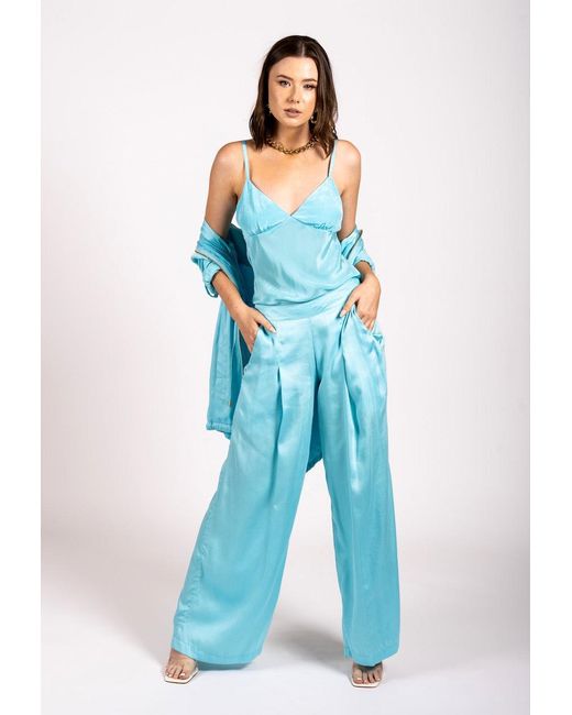 Why Mary Blue Aqua Low Rise Palazzo Pants