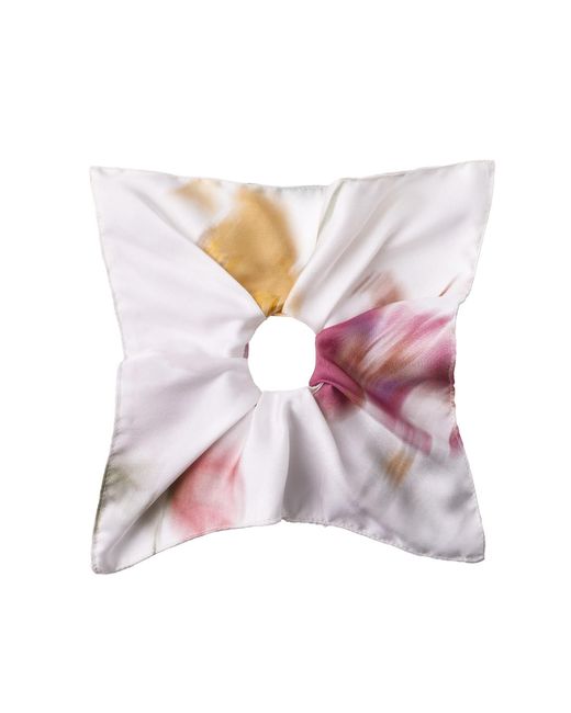 Asyii Pink Printed Ethereal Flower Silk Square Scrunchie