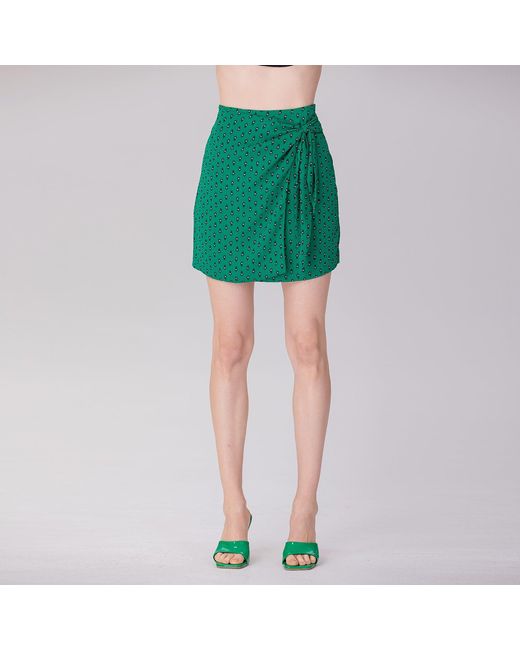 Smart and Joy Green Short Draped Skirt