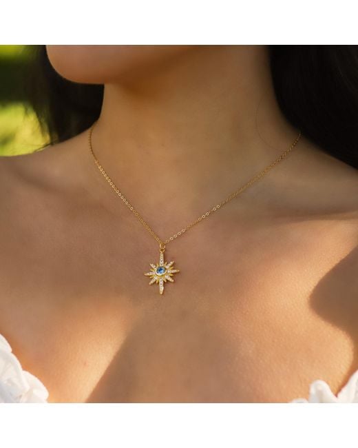 Luna Charles Metallic Heidi North Star Birthstone Necklace Plated March