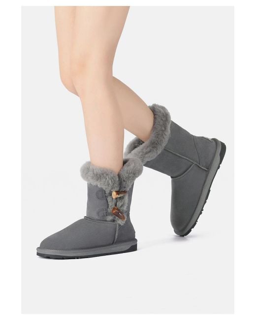 EverAu Australia Gray Stork Horn Toggle Button Short Boots