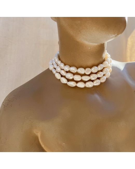 Sccollection Metallic Lynn Pearl Choker Necklace
